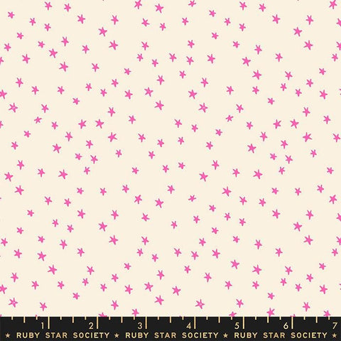 BTY NEW Moda Ruby Star Society RSS Starry Mini Natural Neon Pink Stars on Cream Alexia Abegg Cotton Fabric Yard RS4110-22