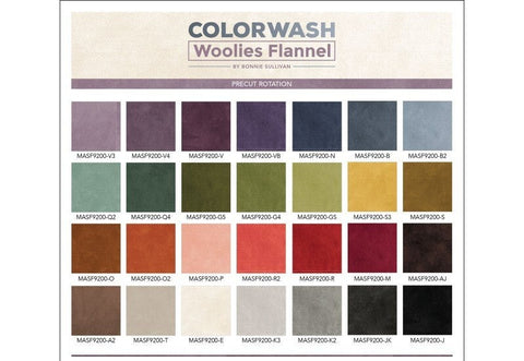 Color Wash Solids Maywood Woolies Flannel Complete Rainbow of Color Cotton Flannel 10 inch Fabric Layer Cake