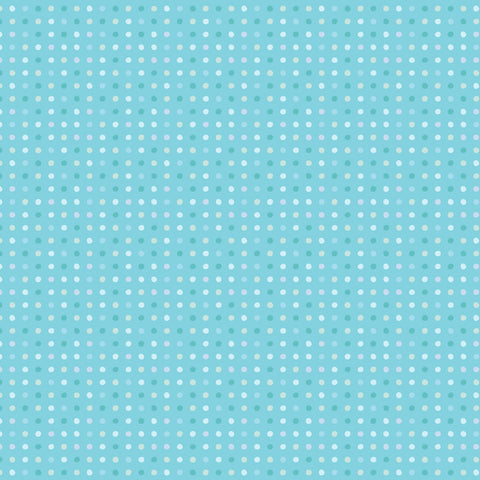 Poppie Cotton Seeing Spots Polka Dot Aqua Blue Pink Green Yellow Shabby Chic Cottage Fabric 9 FQ Fat Quarter Bundle