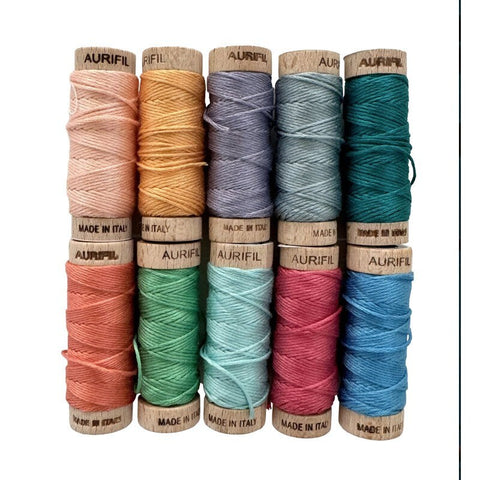 PREORDER Aurifil Aurifloss Enchanted by Susan Ache Orange Blue 6 strand Floss Spool Cotton Embroidery Thread Set of 10 SA30EC10