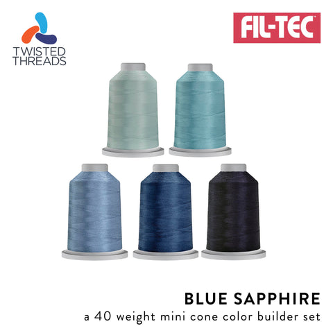 Blue Sapphire GLIDE Fil-Tec 5 Mini Cones Blue Navy Trilobal Polyester 40 Weight Wt 1100 Yards Sewing Quilting Embroidery Thread