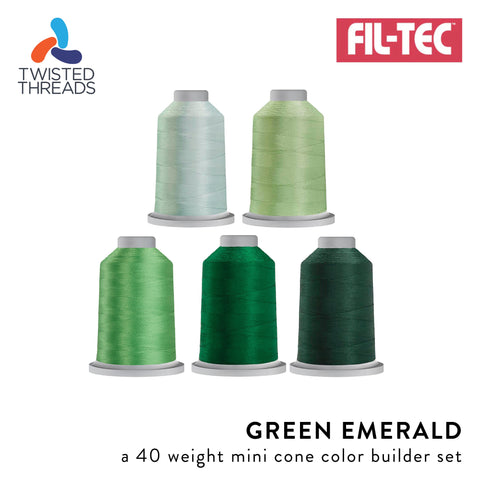 Emerald GLIDE Fil-Tec 5 Mini Cones Green Mint Trilobal Polyester 40 Weight Wt 1100 Yards Sewing Quilting Embroidery Thread