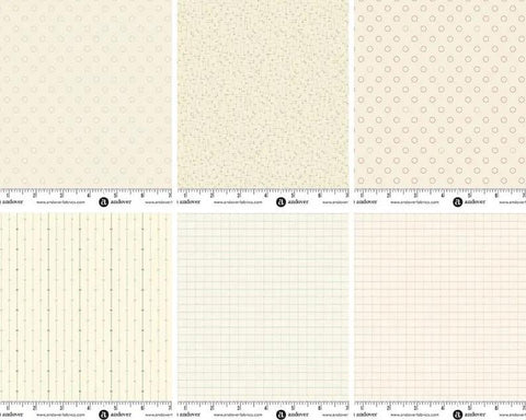 NEW Andover Pebbles Low Volume Floral Edyta Sitar Laundry Basket Quilts LBQ Cream Beige Charm Square Fabric Bundle