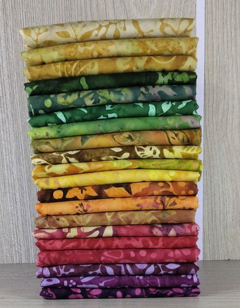 Java Batiks Autumn Gold Purple Red Green Batik Fat Quarters 20 Fqs Fabric 18 x 22 FQ-MASJAB-AUT
