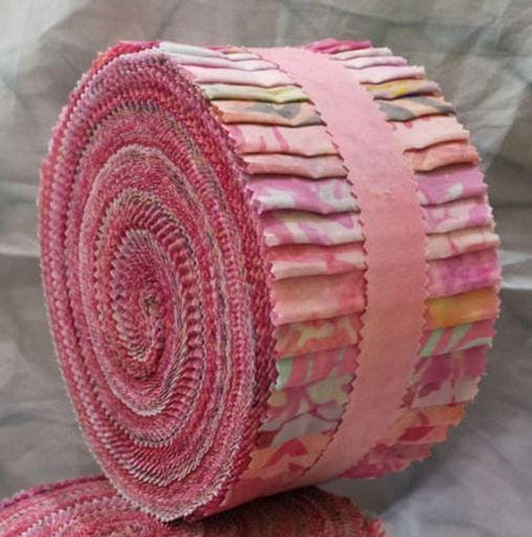 Java Batiks Pink Lemonade Batik Jelly Roll 40 2.5 Inch Fabric Strips ST-MASJAB-PIL