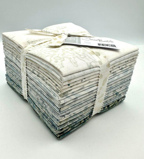 Java Batiks Winter Whites Light Grey to Medium Gray Lights Batik Fat Quarters 20 Fqs Fabric 18 x 22 FQ-MASJAB-WIN