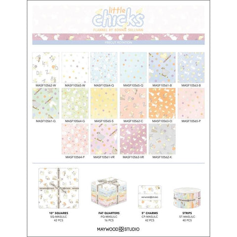 LITTLE CHICKS 14 Fat Quarters Green Blue Yellow Maywood Woolies Bonnie Sullivan Flannel Cotton Flannel Fabric FQ