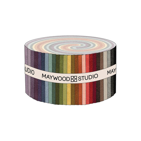 Maywood Color Wash Woolies Flannel Rainbow Mauve Red Blue Green Yellow Brown Cotton Flannel 40 2.5 inch Strips Fabric Jelly Roll