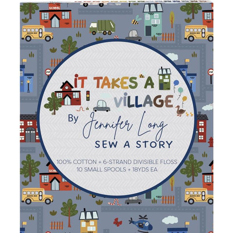 Aurifil Aurifloss Hand Stitching with It Takes a Village by Jennifer Long 6 strand Floss Spool Cotton Embroidery Thread Set of 10 JL30TV10
