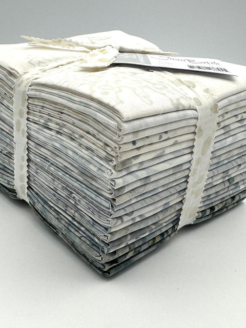 Java Batiks Winter Whites Light Grey to Medium Gray Lights Batik Fat Quarters 20 Fqs Fabric 18 x 22 FQ-MASJAB-WIN