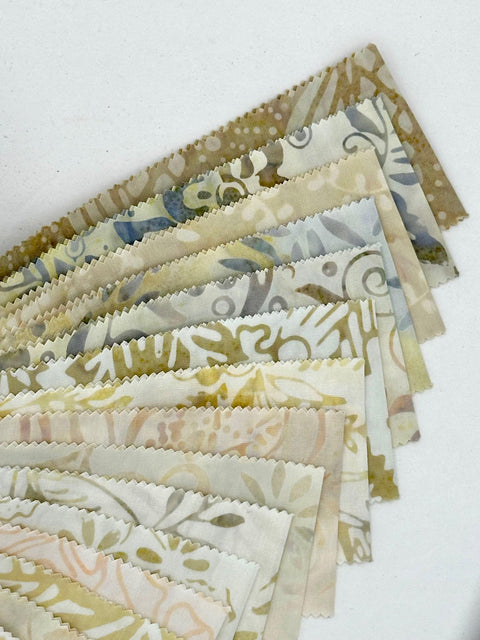 Java Batiks Tan Beige Cream Batik Jelly Roll 40 2.5 Inch Fabric Strips ST-MASJAB-TAN2