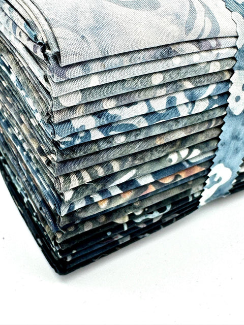 Java Batiks Grey Gray Black Light to Dark Grey Black Batik Fat Quarters 20 Fqs Fabric 18 x 22 FQ-MASJAB-BLA2