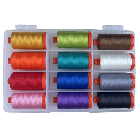 Aurifil Cherrywood Challenge - 10th Anniversary Collection Cotton 50 Weight Large Spool Rainbow Quilting Thread Set of CA50AC12