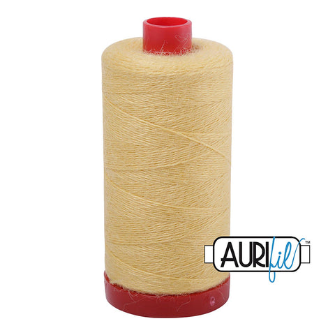 Aurifil LANA WOOL 8130 Butter Yellow 12 Weight Wt 350 Meters 383 Yards Spool Quilt Wool Quilting Thread