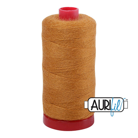 Aurifil LANA WOOL 8142 Goldenrod Gold 12 Weight Wt 350 Meters 383 Yards Spool Quilt Wool Quilting Thread