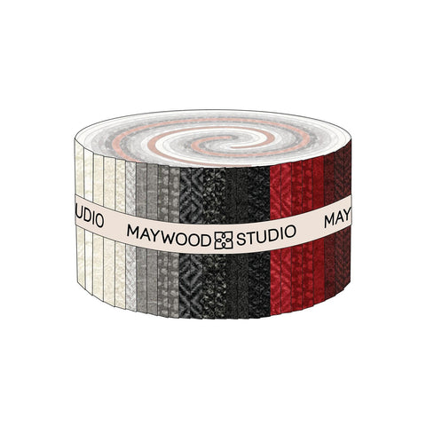 Winterberries Maywood Woolies Flannel Red Beige Grey Gray Black Cotton Flannel 40 2.5 inch Strips Flannel Fabric Jelly Roll