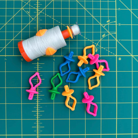 Thread Spool Bobbini Bobbin Holder Organization Pink Orange Blue Green Set of 12