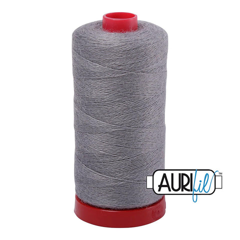 Aurifil LANA WOOL 8610 Medium Grey White 12 Weight Wt 350 Meters 383 Yards Spool Quilt Wool Quilting Thread