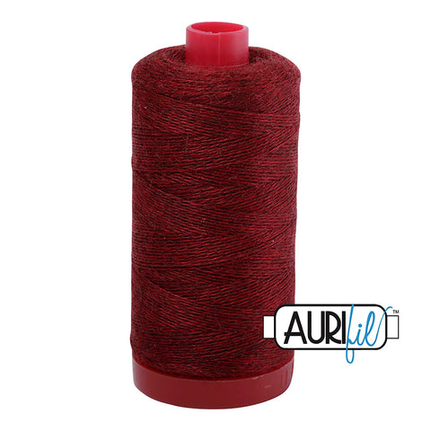 Aurifil LANA WOOL 8089 Cranberry Melange Heather Red 12 Weight Wt 350 Meters 383 Yards Spool Quilt Wool Quilting Thread