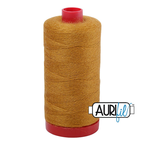 Aurifil LANA WOOL 8140 Mustard Dark Gold 12 Weight Wt 350 Meters 383 Yards Spool Quilt Wool Quilting Thread