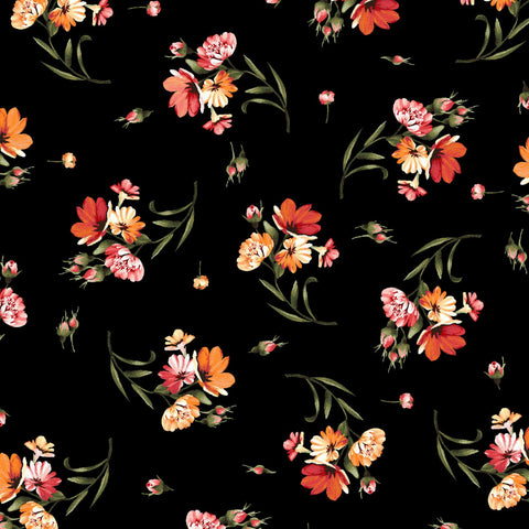 Harvest Rose Flannel Floral Autumn Rose Jelly Roll 2.5 Inch Strips Maywood Woolies Flannel Pink Orange Black Red Cotton Flannel Fabric
