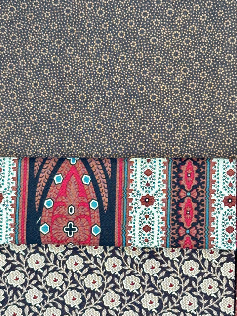 OOP Civil War Reproduction Fat Quarters Marcus Cotton Club Paula Barnes Brown Red Fabric 6 FQ Fat Quarter Bundle Out of Print D21