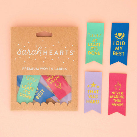 Sarah Hearts Award Ribbon Multi Pack Quilting Sew In Quilt Labels Fun Modern Quilt Label LC225