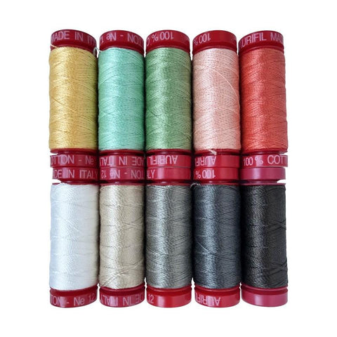 Aurifil Abloom By Corey Yoder Collection 12 Weight Wt Small Spool Cotton Quilting Thread Set of 10 CY12AC10