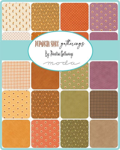 NEW Moda Pumpkin Spice Gatherings Primitive Gatherings Lisa Bongean Floral Autumn Orange Beige Purple Cotton 10 in Layer Cake Square Fabric
