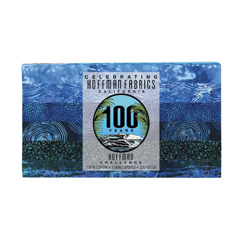 Aurifil 100 Year Collection Hoffman Challenge 50 Weight Wt Blue White Basics Cotton Quilting Thread Set of 5 HF50BB5