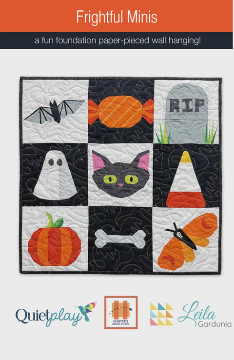 Hunter's Design Studio HDS Frightful Minis Halloween Foundation Paper Piecing FPP Printed Mini Quilt Wall Hanging Pattern