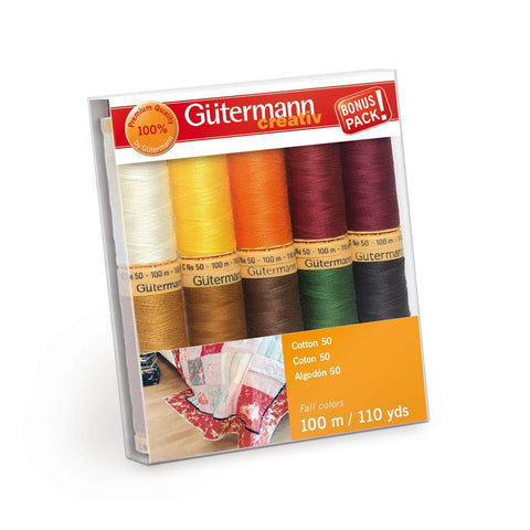 Gutermann Fall Collection 50 weight Mercerized Cotton Quilting Thread Set of 10 GUT734016-2