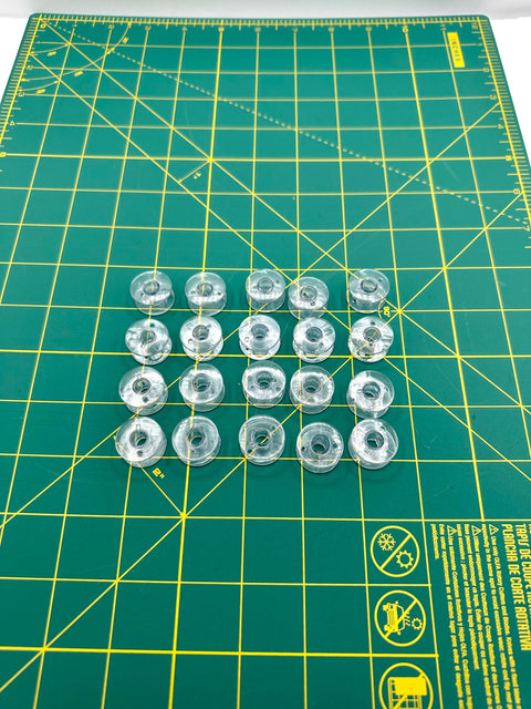TTF Notions Class 15 Clear Plastic Bobbins Babylock Brother Janome Singer Bobbin Set of 20