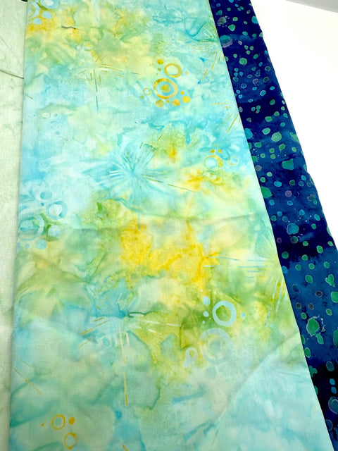 Assorted Batik 4 Half Yards Stash Builder Blue Green Shell Polka Dot Marbled Batik Cotton Batik Fabric 2 Total Yards A56