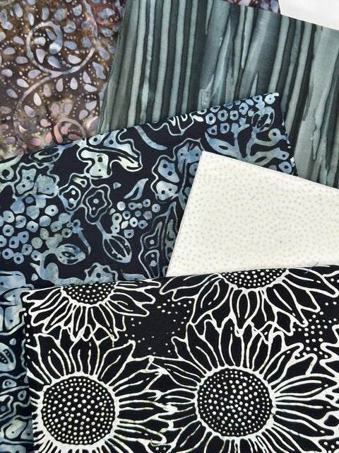 Assorted 5 YARDS Batik Black Gray White Cream Floral Ombre Marbled Watercolors Batik Cotton Batik Fabric Five 1 Yards A110