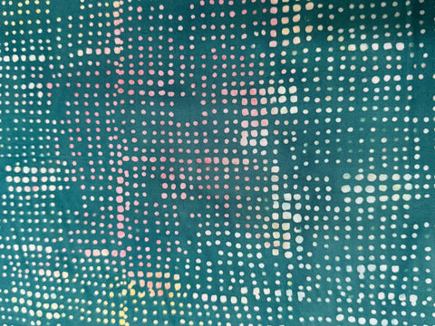 4 YARDS Anthology Batik Medium Green Yellow Pink Polka Dot Marbled Watercolors Batik Cotton Fabric 4 Yard