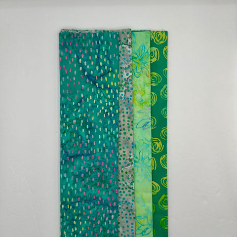 Assorted Batik 4 Half Yards Green Turquoise Teal Gray Grey Rainbow Stash Builder Marbled Batik Cotton Batik Fabric 2 Total Yards A69