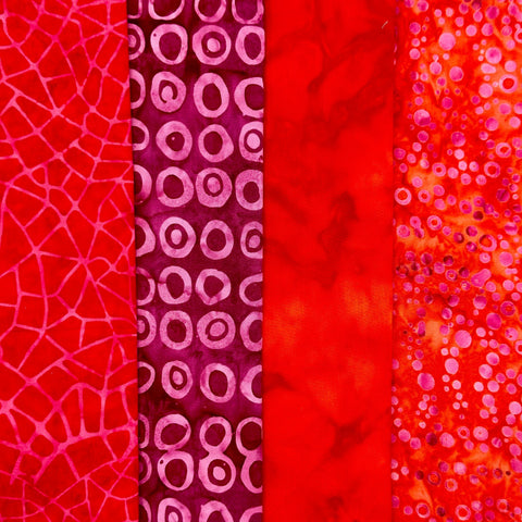 Assorted Batik 4 Half Yards Red Maroon Pink Stash Builder Marbled Batik Cotton Batik Fabric 2 Total Yards A77
