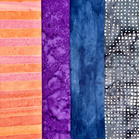 Assorted Batik 4 Half Yards Pink Purple Blue Gray Gray Dot Stash Builder Marbled Batik Cotton Batik Fabric 2 Total Yards A85