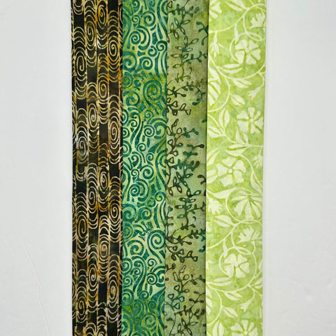 Assorted Batik 4 Half Yards Green Brown Leafy Floral Stash Builder Marbled Batik Cotton Batik Fabric 2 Total Yards A86