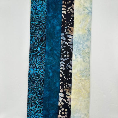 Assorted Batik 4 Half Yards Navy Blue Cream Gray Stash Builder Marbled Batik Cotton Batik Fabric 2 Total Yards A87