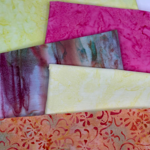 Assorted 5 YARDS Batik Pink Yellow Orange Marbled Watercolors Batik Cotton Batik Fabric Five 1 Yards A117