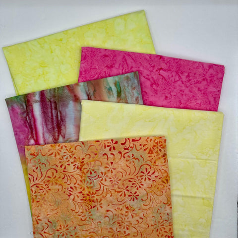 Assorted 5 YARDS Batik Pink Yellow Orange Marbled Watercolors Batik Cotton Batik Fabric Five 1 Yards A117