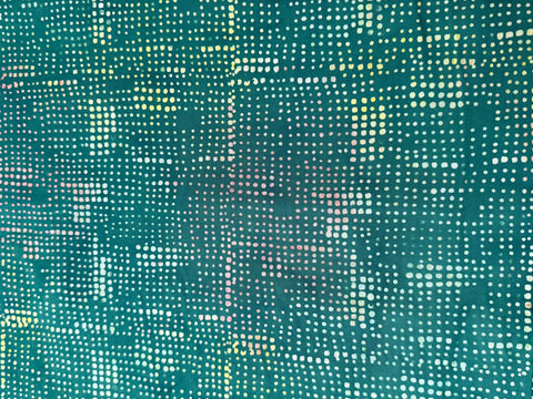 4 YARDS Anthology Batik Medium Green Yellow Pink Polka Dot Marbled Watercolors Batik Cotton Fabric 4 Yard
