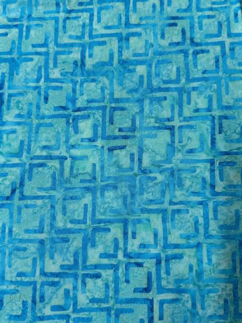 4 YARDS Anthology Batik Medium Turquoise Square Marbled Watercolors Batik Cotton Fabric 4 Yard