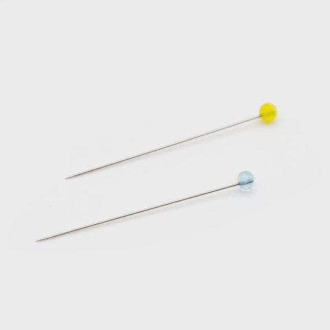 Clover Fine Patchwork Quilting Pins 100 Pack Glass Head No Melt Blue Yellow CLO2507