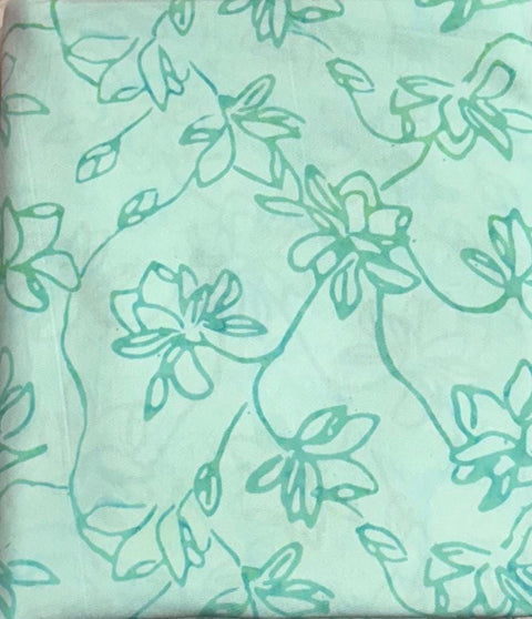 4 YARDS Anthology Batik Light Turquoise Green Blue Floral Marbled Watercolors Batik Cotton Fabric 4 Yard