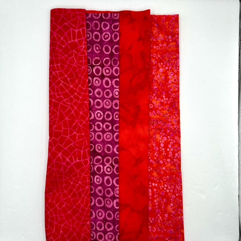 Assorted Batik 4 Half Yards Red Maroon Pink Stash Builder Marbled Batik Cotton Batik Fabric 2 Total Yards A77