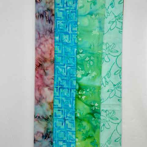 Assorted Batik 4 Half Yards Blue Green Aqua Pink Stash Builder Marbled Batik Cotton Batik Fabric 2 Total Yards A80