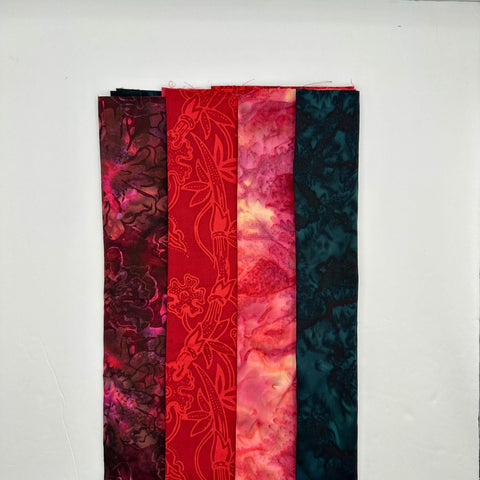 Assorted Batik 4 Half Yards Black Red Pink Stash Builder Marbled Batik Cotton Batik Fabric 2 Total Yards A81